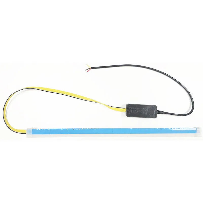 Car LED daytime running light strip in silicone waterproof casing with flowing turn signal effect