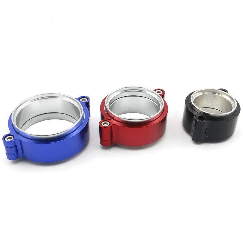 Aluminium fixed movement exhaust clamp for car modification in black, blue, or red