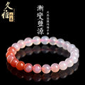 A gradient colour agate bead bracelet on a wrist, showing natural stone banding.