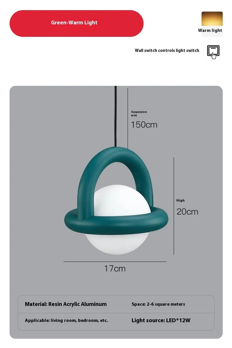 Modern Nordic-style pendant hanging lamp in a matte black finish with warm light.