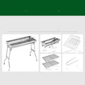 Stainless steel portable folding barbecue oven with 73 cm width for outdoor cooking