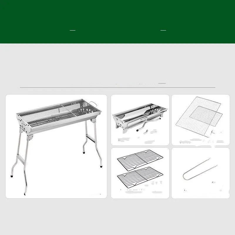 Stainless steel portable folding barbecue oven with 73 cm width for outdoor cooking