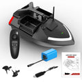 GPS remote control fishing boat in black or luminous yellow with remote control and handbag.