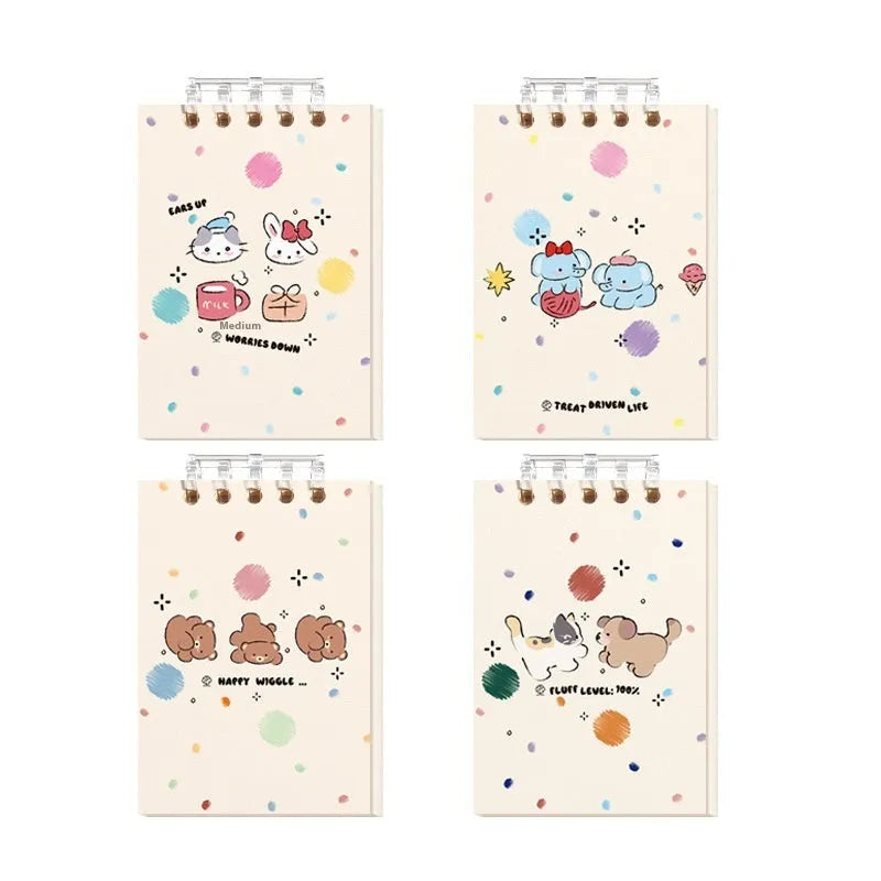 A7 flip-up small notebook 80 sheets 7.3x10.3cm with 5-hole punch in four colour options