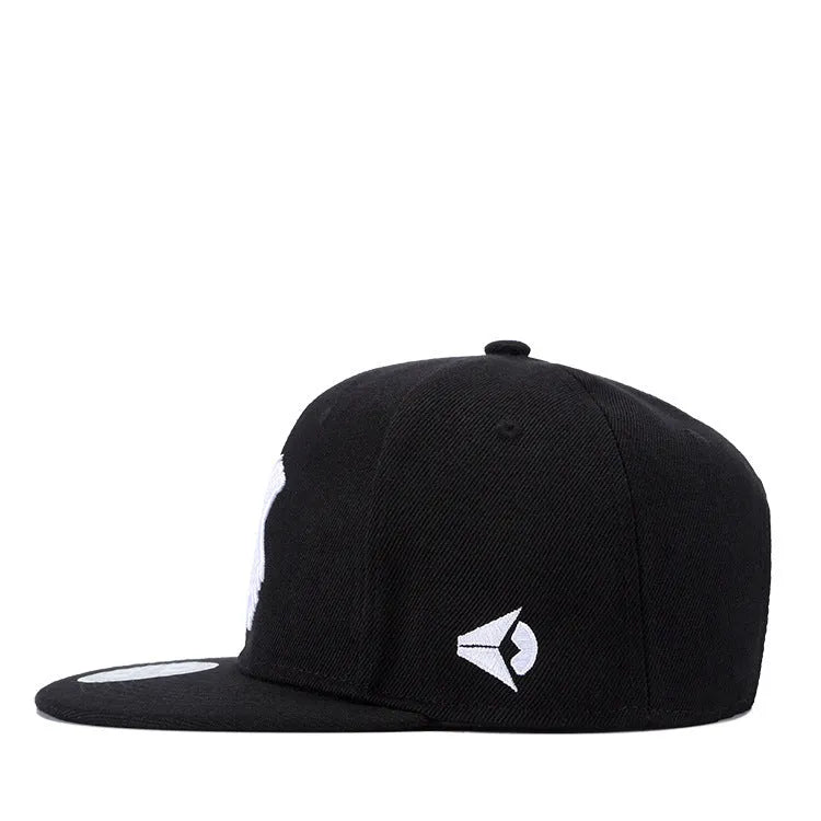 Black punk hip hop flat hat made from imitation felt with adjustable band, 12cm height, 18.5cm width
