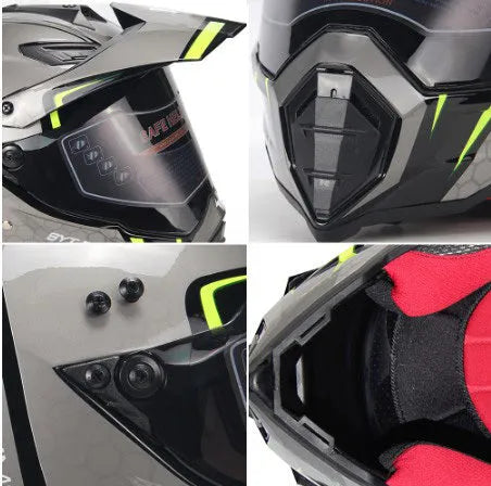 Full-cover motorcycle off-road helmet with ABS shell in black colour