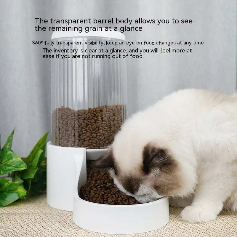 Pet large capacity automatic feeder 2.7L PP material for cats and dogs ivory white format