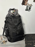Large capacity nylon backpack for men and women, solid colour, casual travel style, 30x18x48cm, available in black gray green and khaki