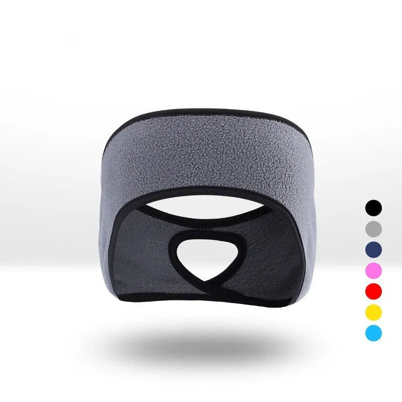Fleece lined sports headband with ponytail opening, contour fit, one size, available in black