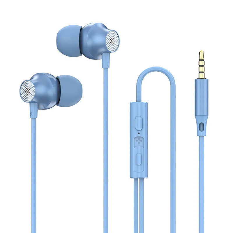 In-ear wired metal earphones with 3.5mm plug and microphone in black