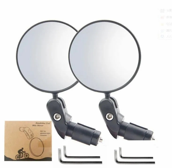 Black foldable convex rearview mirror for vehicles with 7cm diameter and 14cm length