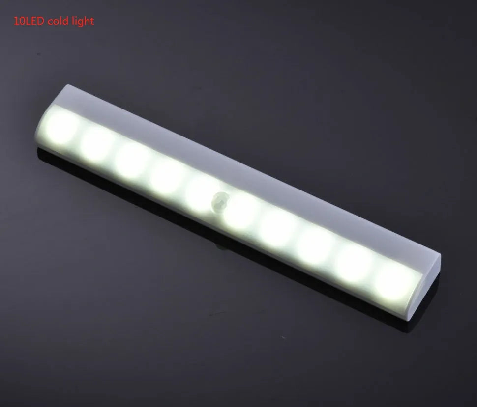 Silver aluminium LED strip light with magnetic backing for wardrobe and cupboard installation.