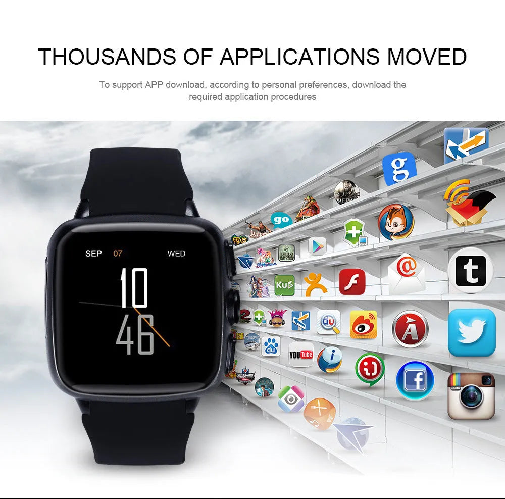 Z01 smart watch with 1.54 inch touch screen shown in black and white colour options