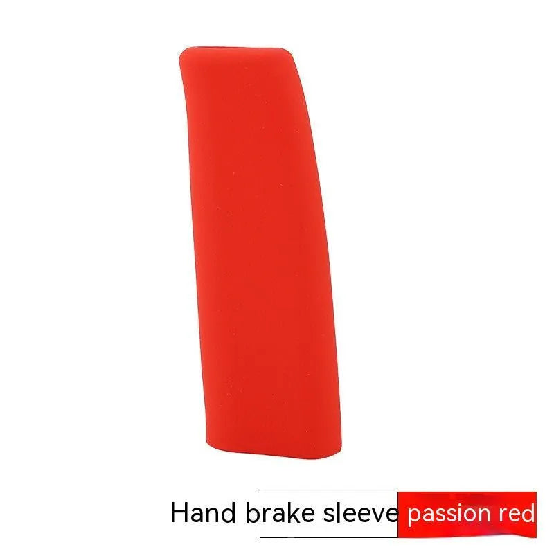 Silicone car handbrake sleeve in five colours showing 12cm universal length