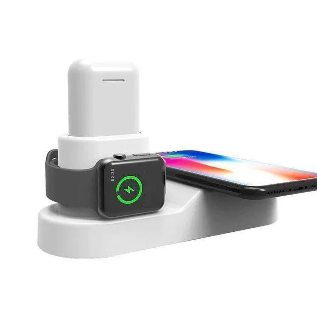 W3 multifunction wireless charger with detachable Apple Watch magnetic stand showing black and white colour options