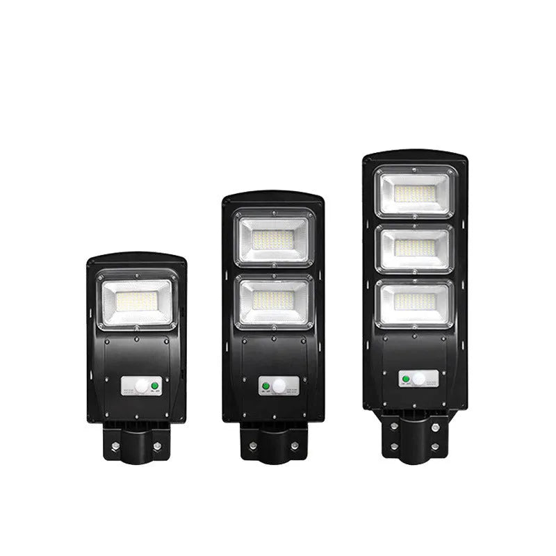 Integrated solar street light with LED illumination and remote control for outdoor use