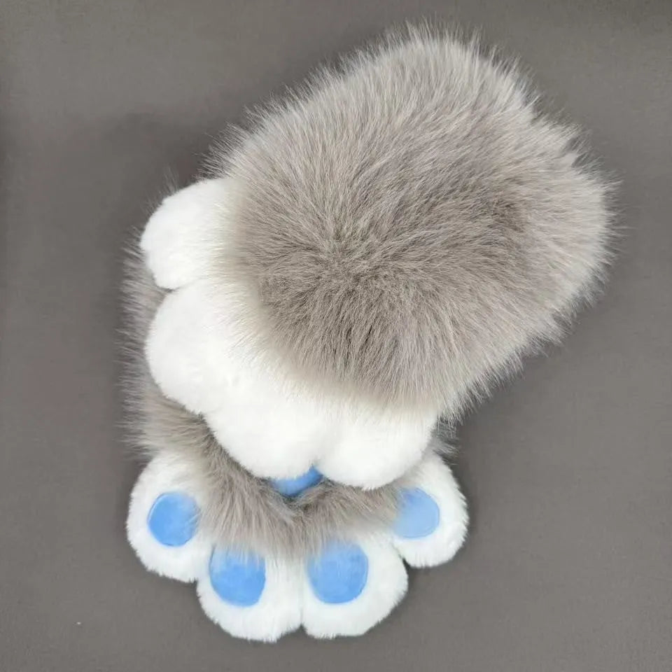 Colourful animal claw design cosplay gloves showing detailed fingers and bright colour pads on nylon material