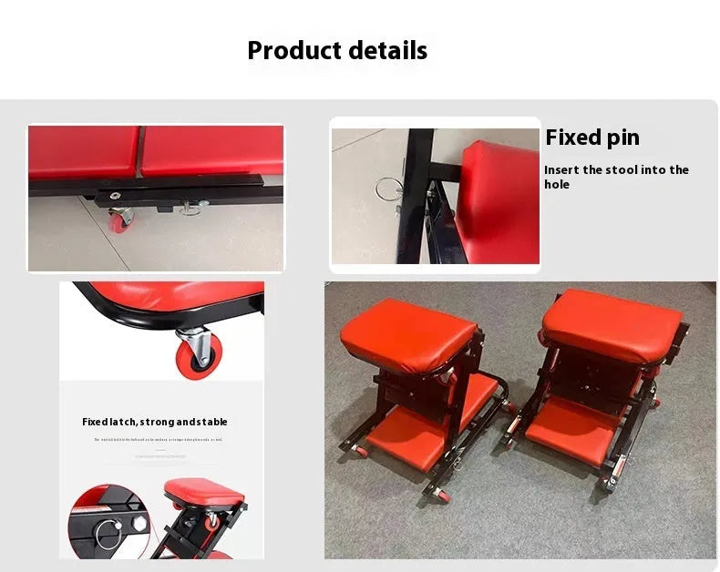Thickened steel pipe folding dual-purpose repair bench in black, size 1020x420x140 mm, for auto repair