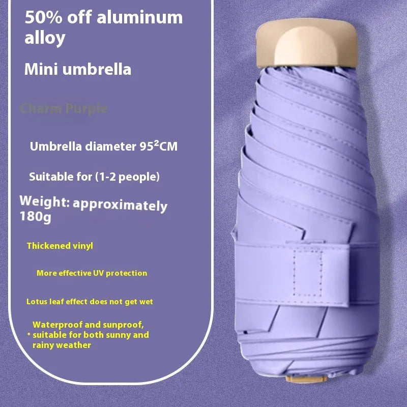 Compact 5-fold manual sun umbrella with gradient vinyl canopy in a choice of eight colours.