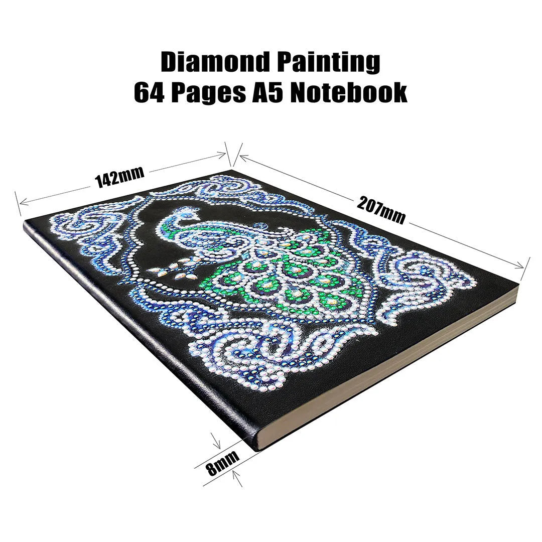 Black A5 diamond painting notebook with shaped and bright drills for craft projects