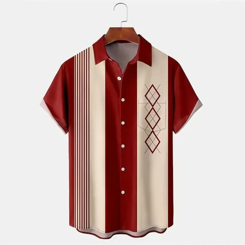 Men's slim fit short sleeve shirt with a colourful 3D printed floral pattern on polyester fabric