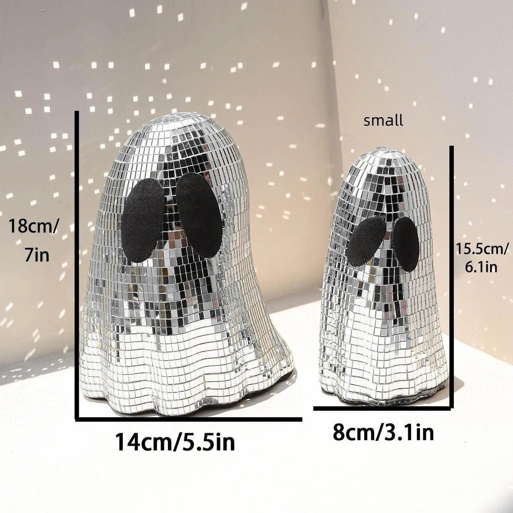 Silver Halloween ghost mosaic mirror patch decoration for desktop display