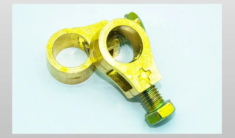 Copper battery connection clip with brass screws for car battery terminals