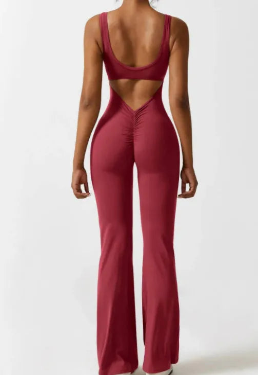 Women's milk silk yoga bodysuit with seamless design and mid-waist trousers length