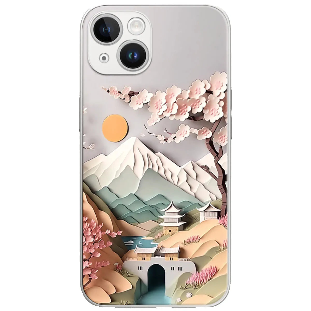 Silicone magnetic phone case with Lichun Mountain Map print for iPhone 16 Pro Max