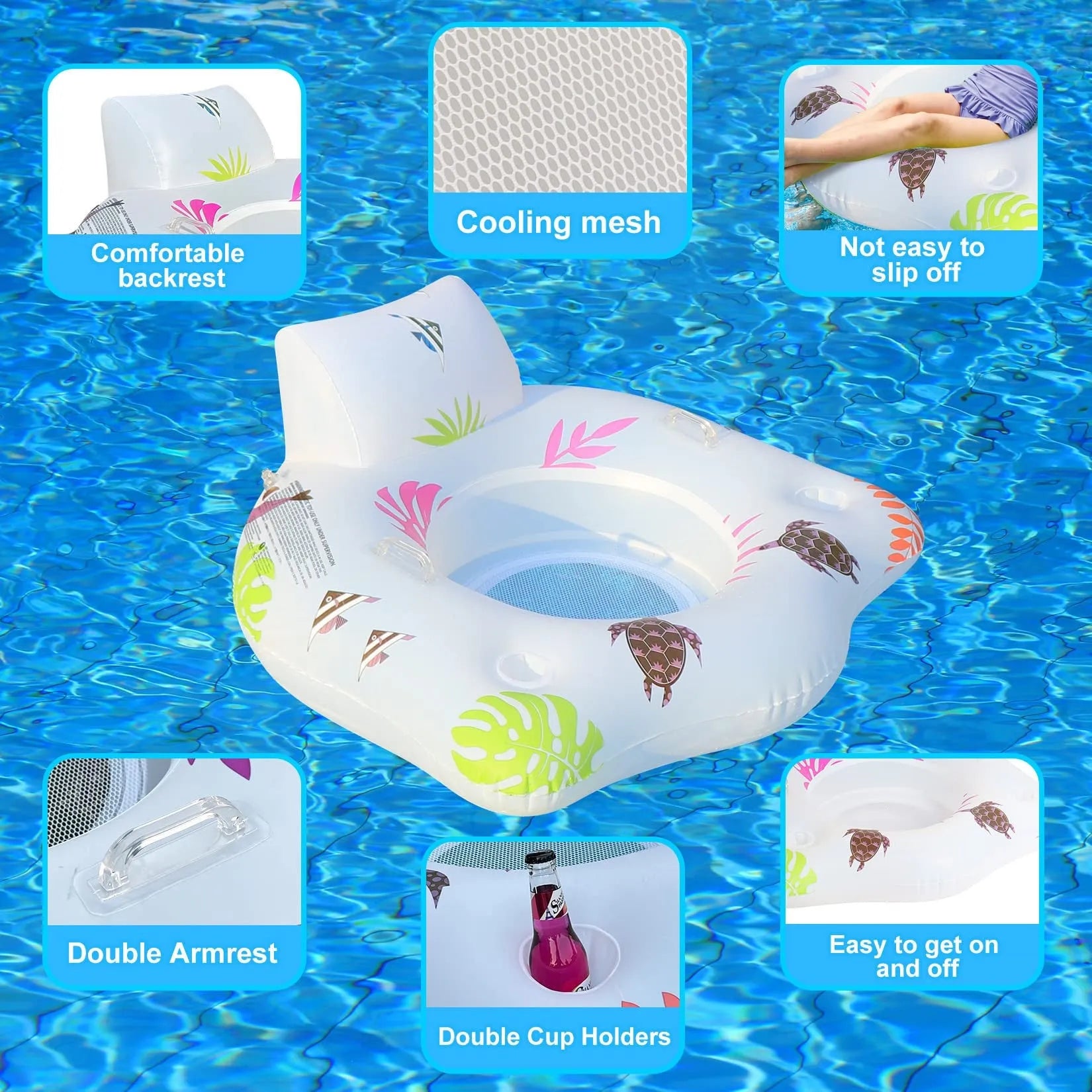 White U-shaped luminous inflatable float on water