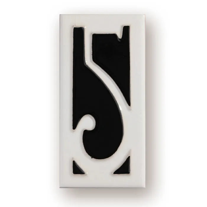 Handmade ceramic retro doorplate with enamel numbers measuring 76 by 152mm