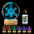 Glowing 3D spherical crystal ball lamp with remote control, 16 colours, plug-in model, planet design