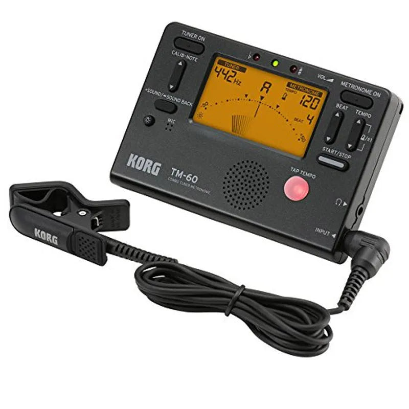 TM-60 universal electronic metronome for piano and guitar with display showing tempo settings