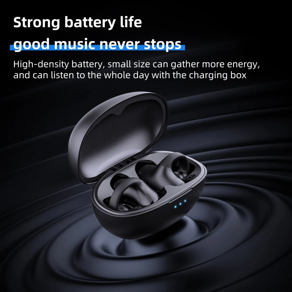 Black Bluetooth sports headset with clip-on ear hook design for gaming and active use