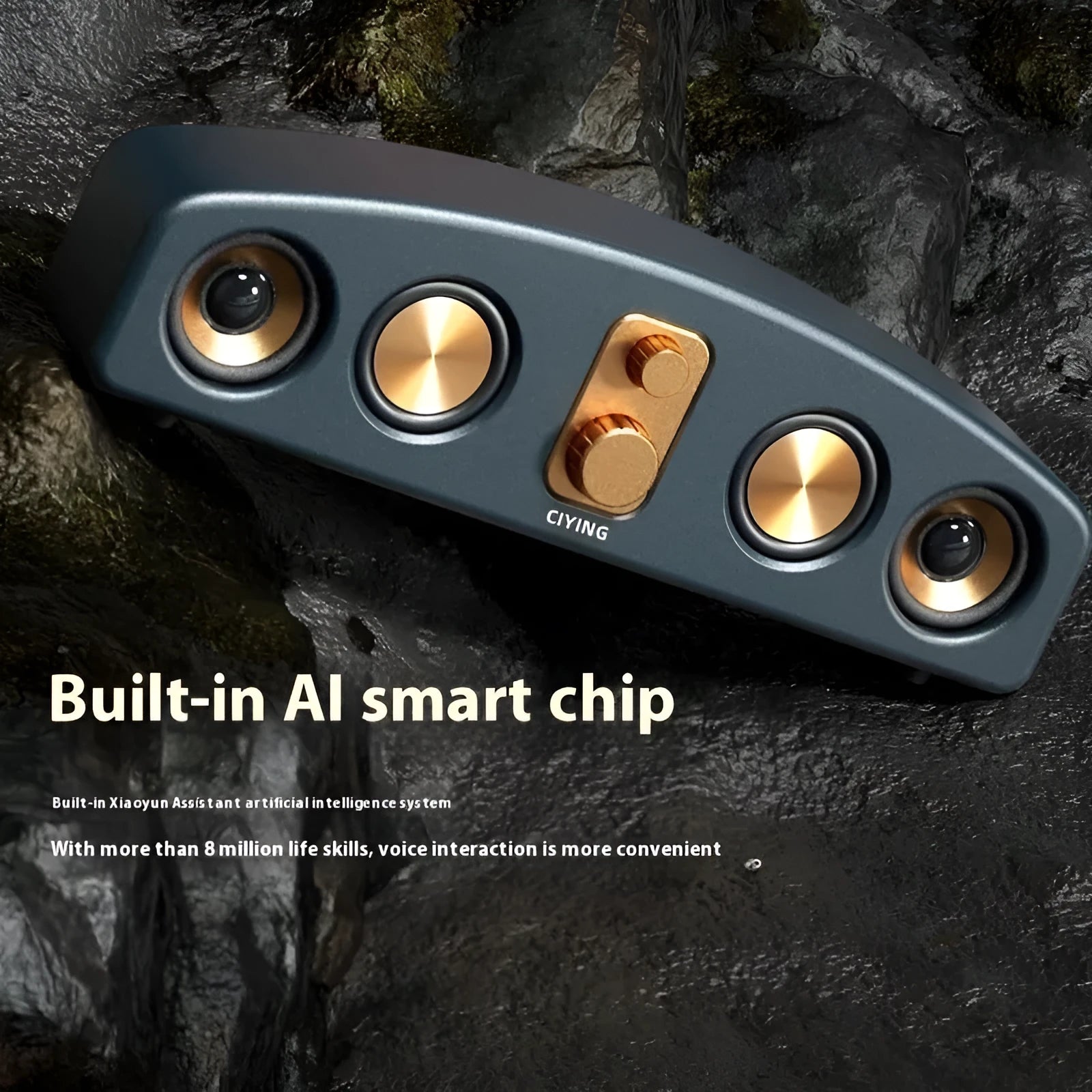 Retro portable Bluetooth speaker in wood grain finish with USB cable, for outdoor use