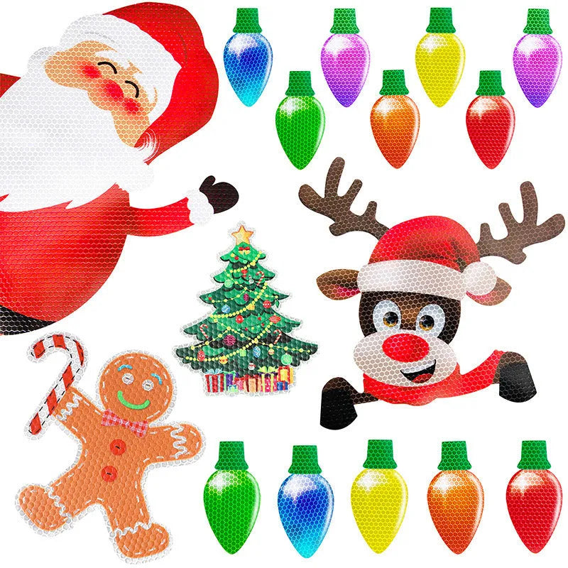 Christmas reflective magnetic light bulb set with 24 bulbs and 12 wires for car and refrigerator decoration