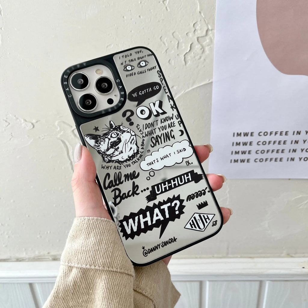 Full wrap TPU phone case with painted cat graffiti design for iPhone 15
