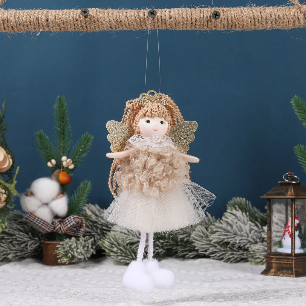 Christmas angel cartoon fabric hair pendant for girls high ponytails in white, pink, khaki colours