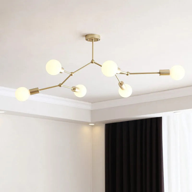 Iron chandelier ceiling lamp in Nordic style with multiple head options