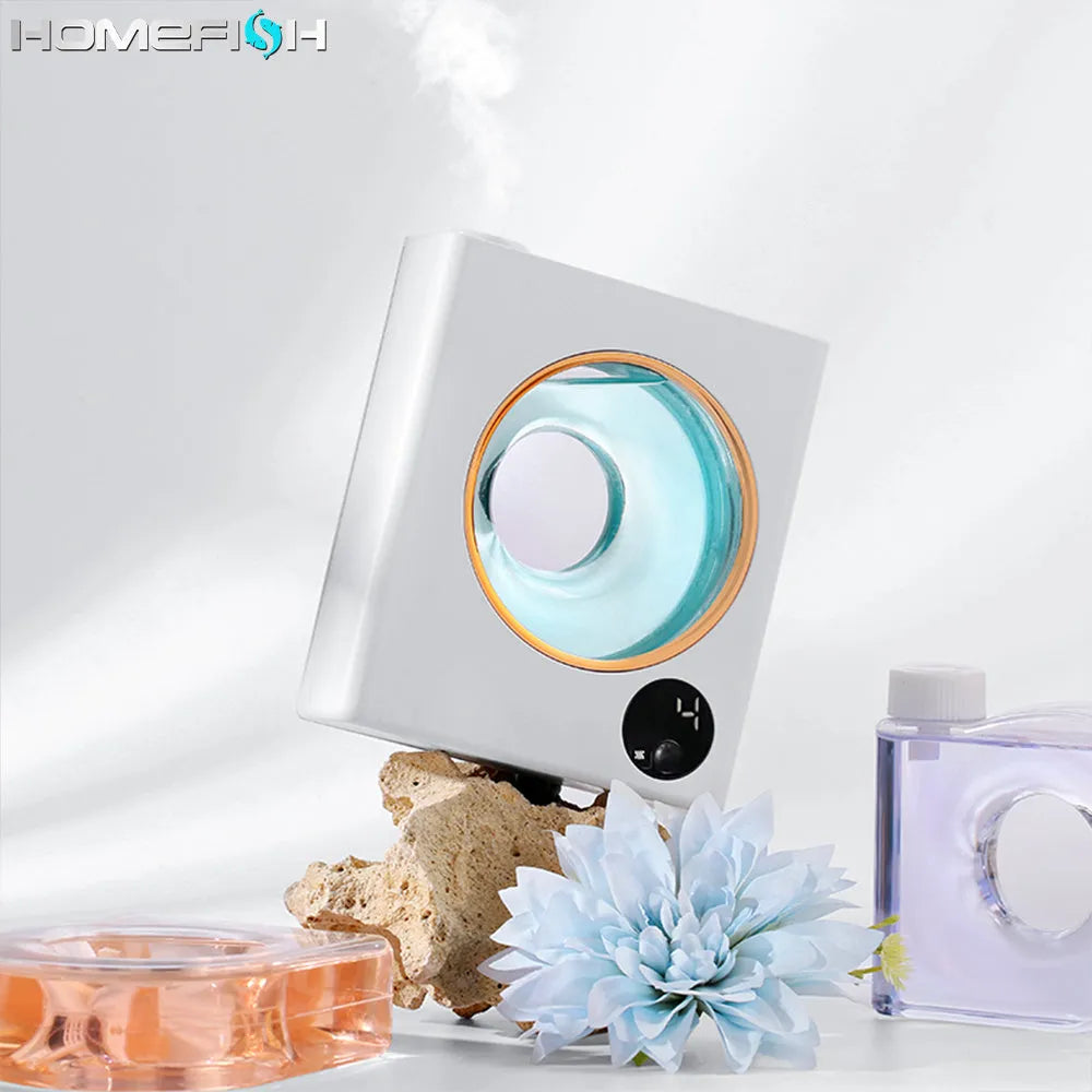 Small white automatic aromatherapy machine with wall-mounted design and USB charging port