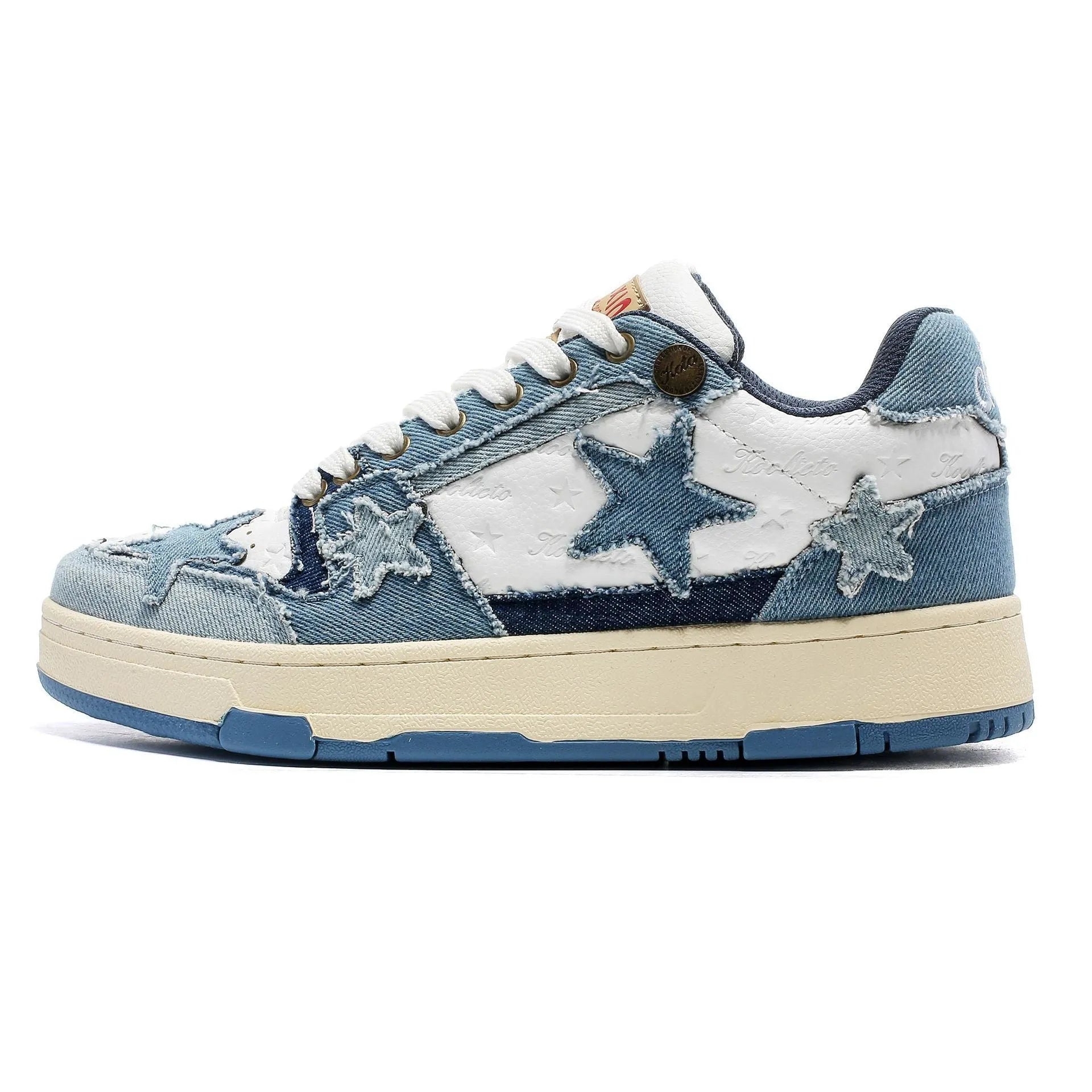 Cowhide leather platform running shoes with round toe and front lace-up in West Lake dragon well tea colour