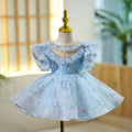 Sky blue polyester princess costume dress for girls, available in heights 90-130cm