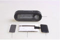 Black car dashboard electronic clock and thermometer with LED display on adjustable bracket
