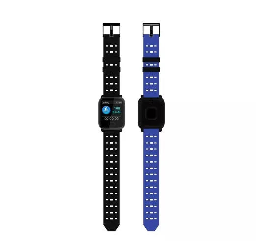 A6 colour screen smart bracelet in black, blue or orange with zinc alloy body and silicone strap