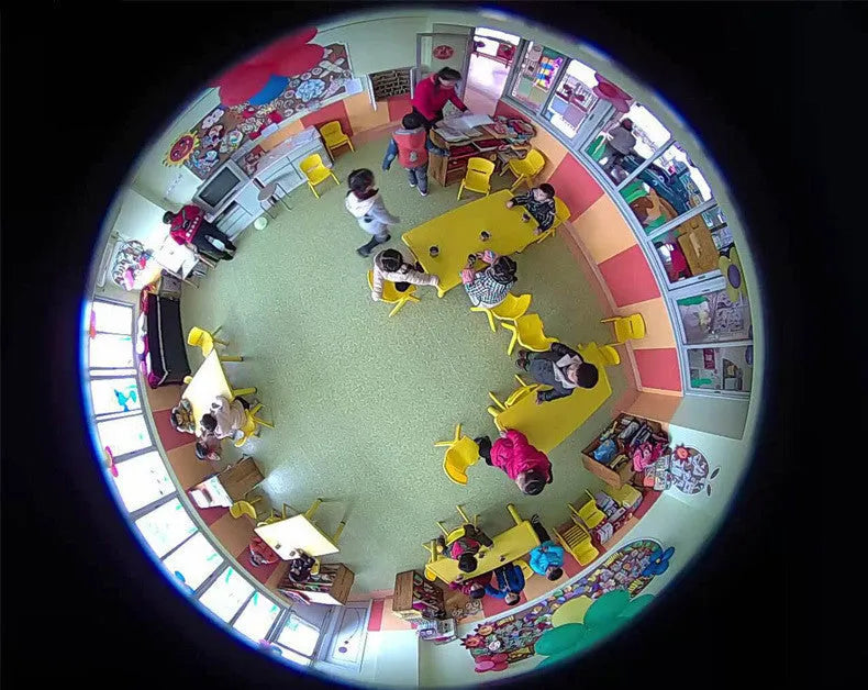 Fisheye network camera 1.3 megapixel plastic housing indoor hemispherical lens security