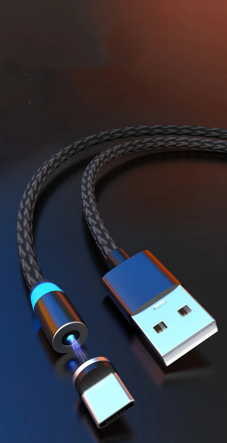 Magnetic charging cable with breathing light indicator in multiple colours and lengths
