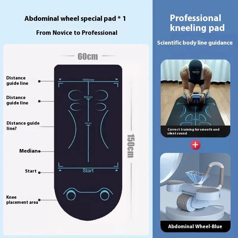 Abdominal wheel with elbow support in various colour options including blue, orange, and black