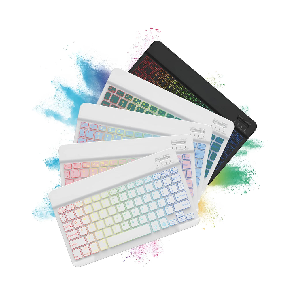 10-inch Bluetooth wireless keyboard with colourful backlight for tablets and mobile phones