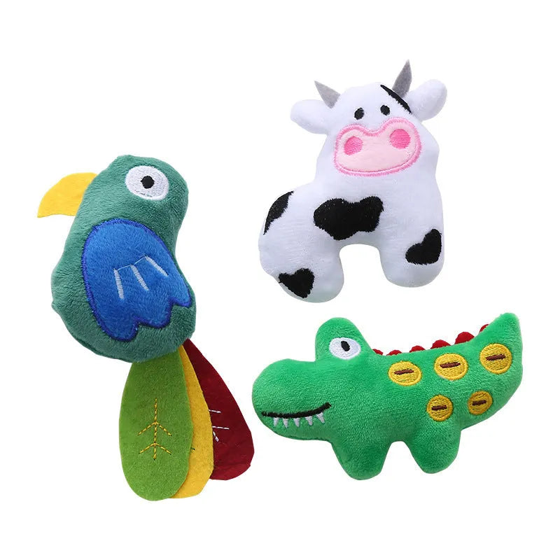 Plush cat toy in the shape of a cow, filled with catnip for interactive play with pets.