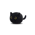 Black cat plush toy with fluffy fur and cushion design for napping